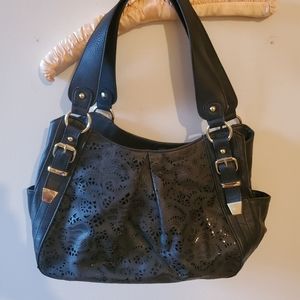 Apt 9 Black Shoulder Satchel Cut Out Purse